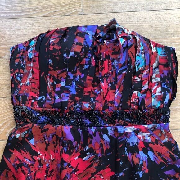 Nwt-Bcbg Splatter Paint Strapless Beaded Mini Dress - Picture 3 of 7